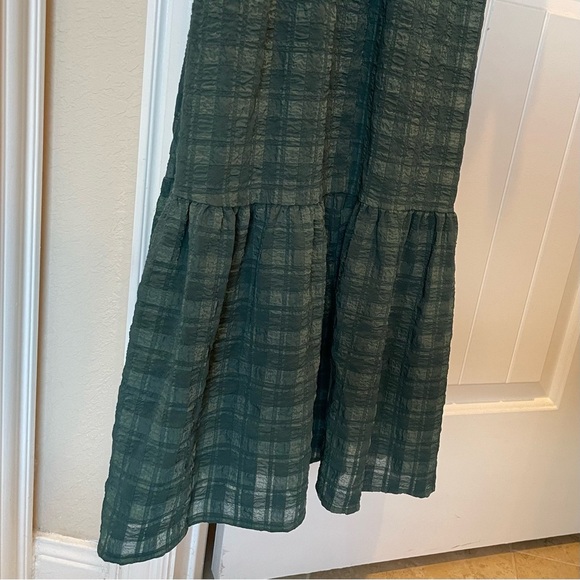New Look Dark Green Plaid Wrap Midi Dress Long Sleeve Size 6 - Picture 8 of 8